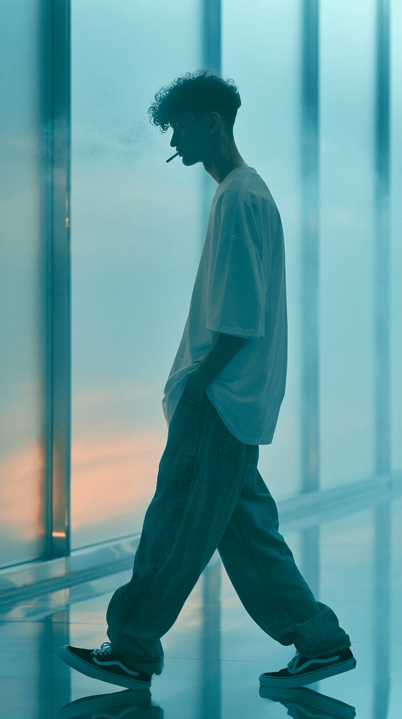 AI generated: professional digital photography, editorial campaign, modern brand identity aesthetic, clean side-pr...