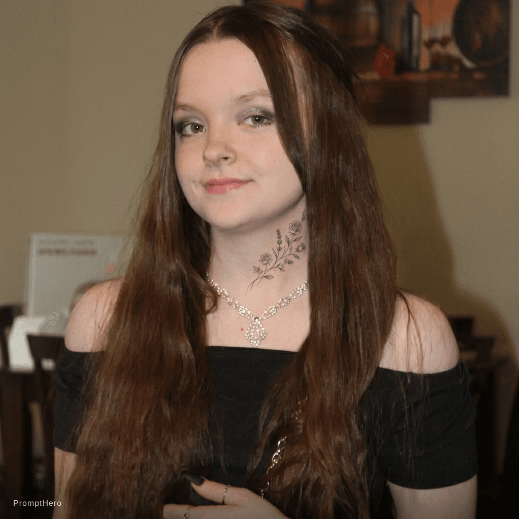 AI generated: Subtle neck tattoo floral design 