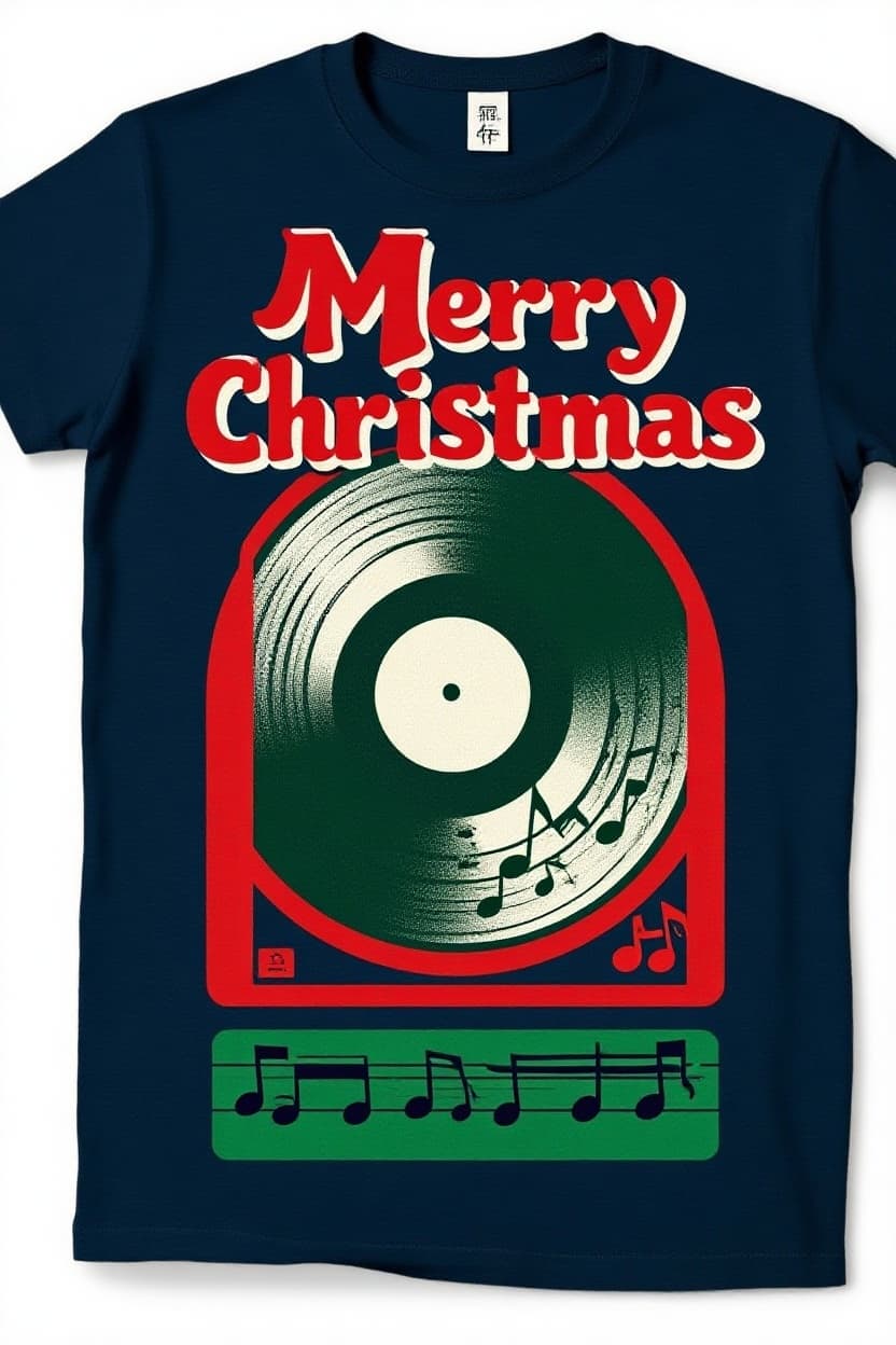 AI generated: A minimalist and stylish design for a t-shirt, featuring the text "Merry Christmas" in a bold, retro...