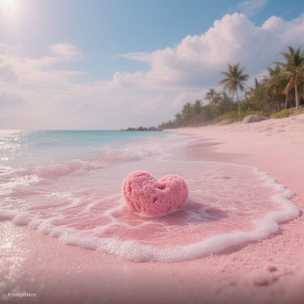 AI generated: Pink sand beach