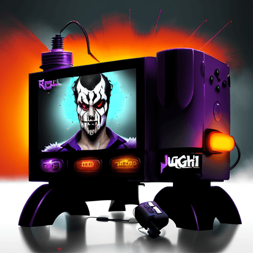 AI generated: video games, Roku, phone repair, insane clown, beeple, syringe, the English word "JUGGERNAUT"
