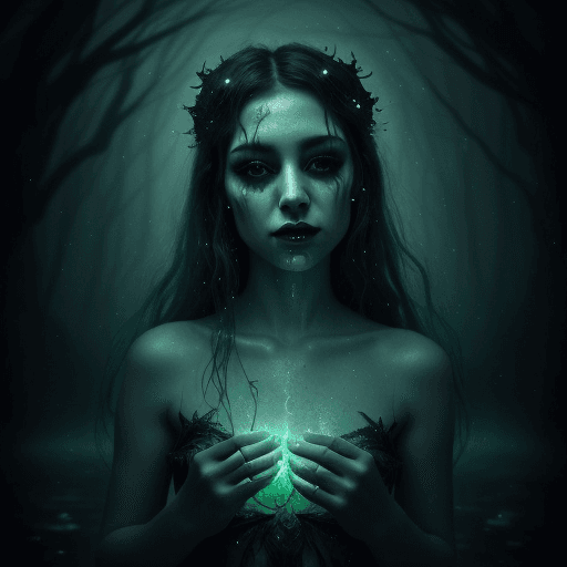 AI generated: by Sady Sadness 💚 8k, fine art, gloomy, dark fantasy. bright,  beautiful, splashes,Glittering, swee...