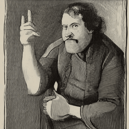 AI generated: Portrait of a man pointing with his Finger to the camera as lineart