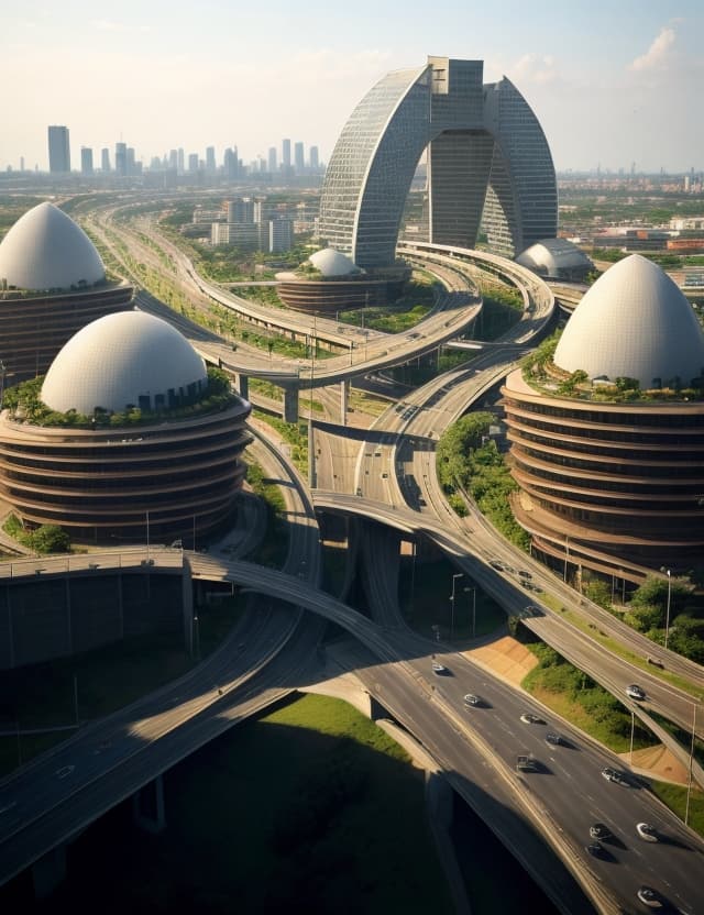 AI generated: a beautiful modern urban city, with freeways, interchanges, beautiful hotels and skyscrapers, based ...