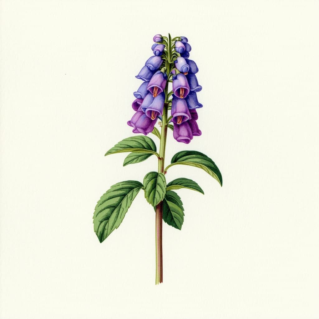 AI generated: prunella vulgaris on an off-white background, in the style of watercolor illustrations --ar 1:2 --st...