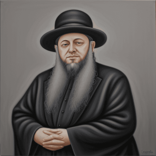 AI generated: oil painting of Lubavitcher Rebbe on grey background