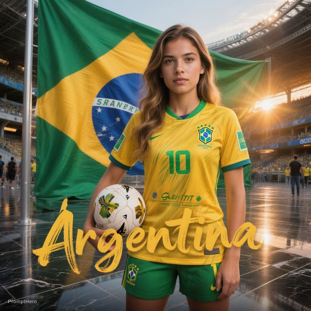 AI generated: 
Create a cinematic FIFA World Cup 2026 supporter poster featuring a young female football fan stand...