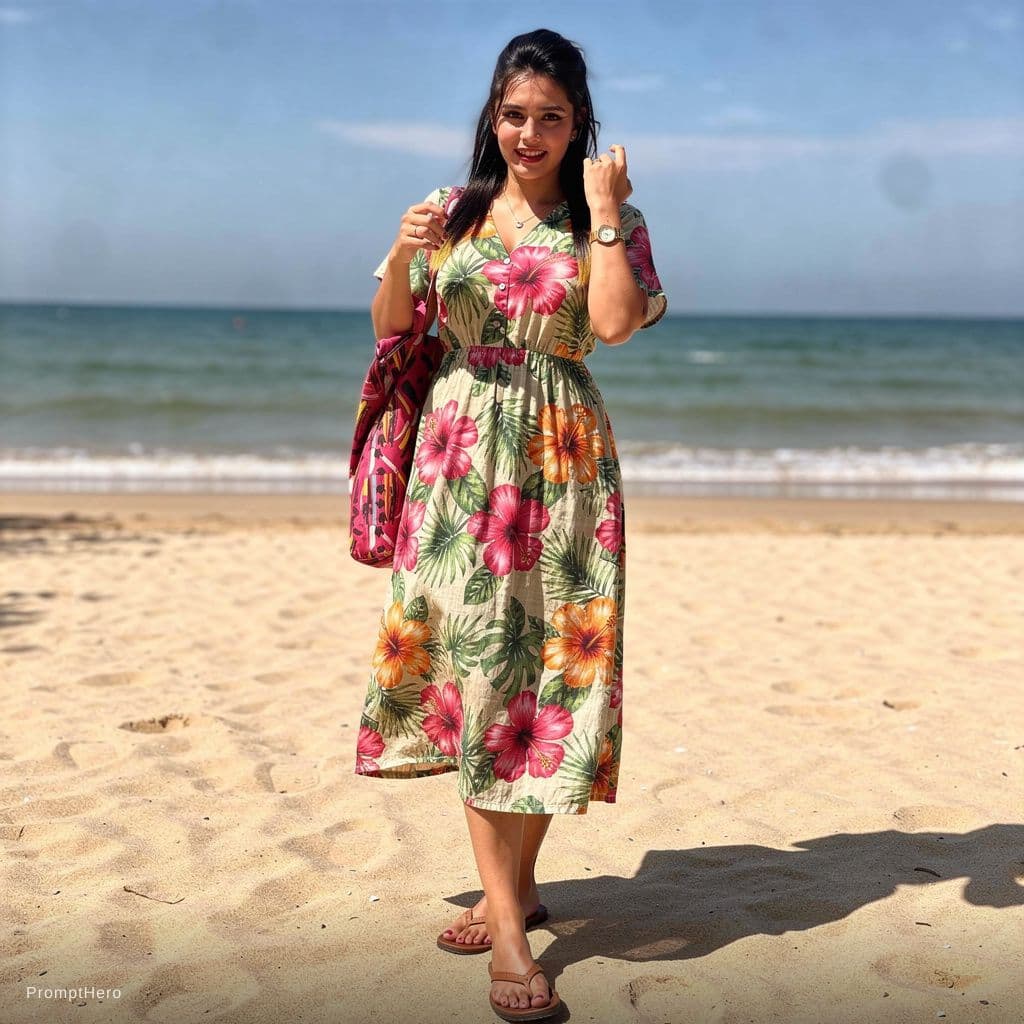 AI generated: She wearing a bikini on a beach