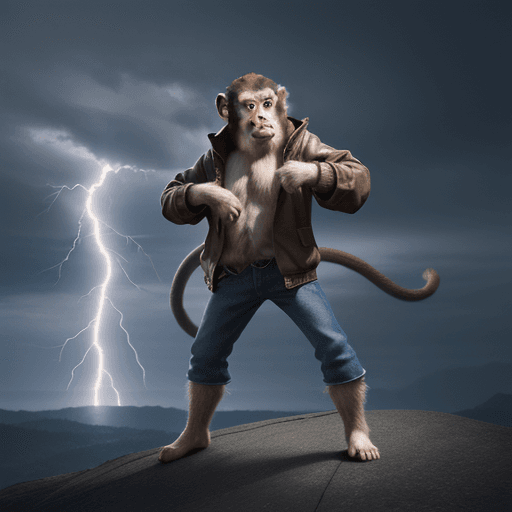 AI generated: cute [monkey/criature] on[ location], [clothes], full body, [lightning], concept art, ue5, 3d render...