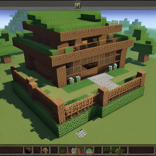 AI generated: Genshin, Hu Tao, Minecraft, Building a walnut in minecraft