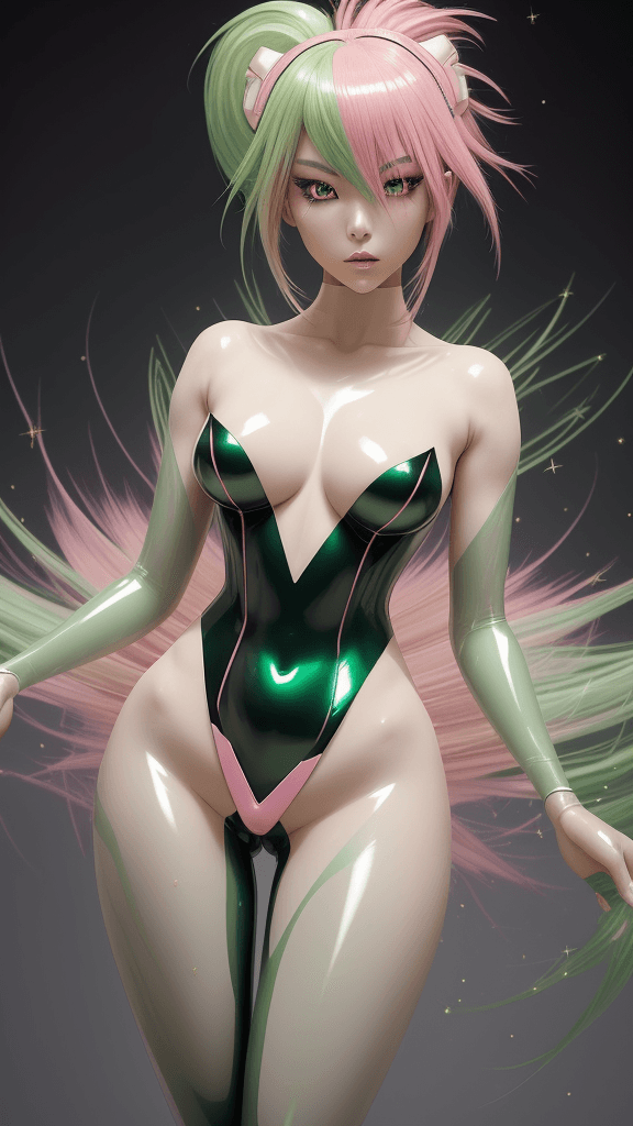 AI generated: A captivating depiction of a Japanese anime girl in a luxurious 3D masterpiece. She stands confident...