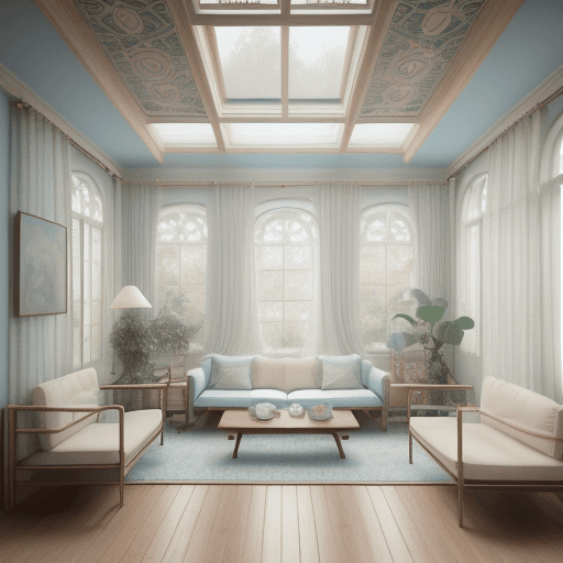 AI generated: High resolution photography interior design, dreamy sunken living room conversation pit, wooden floo...