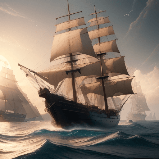 AI generated: Photo of a ultra realistic sailing ship, dramatic light, pale sunrise, cinematic lighting, battered,...