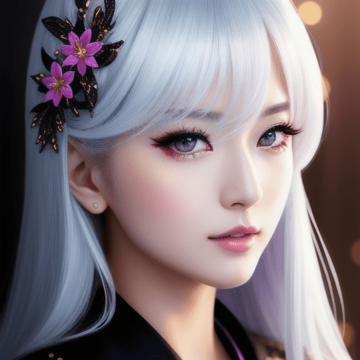 AI generated: Beautiful full body shot of Reika, kimono, Beautiful Korean woman, kpop idol, (white hair), Ultra re...