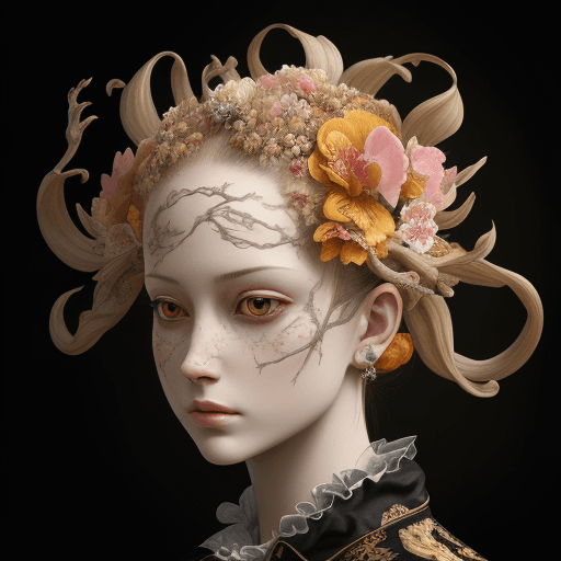 AI generated: burning brain, baroque style, high detail, floral  details, photorealistic