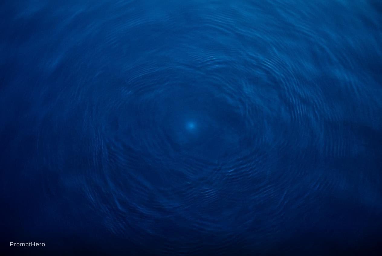 AI generated: No figure. No face. No human shape. Only a deep, endless blue — not a color, but a presence. Faint v...