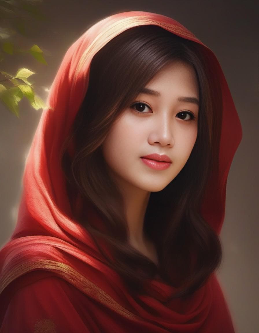 AI generated: best quality, masterpiece, (realistic:1.2), luminate, beautiful muslim, manhwa art, red hijab, twirl...