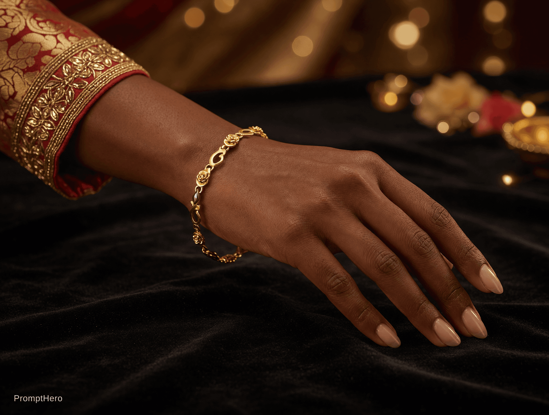 AI generated: “Create an ultra-realistic premium CGI jewellery advertisement photo using the uploaded ladies brace...