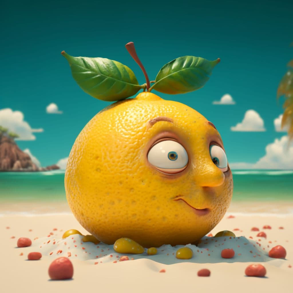 AI generated: An ordinary lemon, asleep on a kitchen counter, dreams of an extraordinary life. He sees himself tra...
