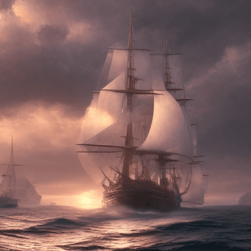AI generated: Photo of a ultra realistic sailing ship, dramatic light, pale sunrise, cinematic lighting, battered,...