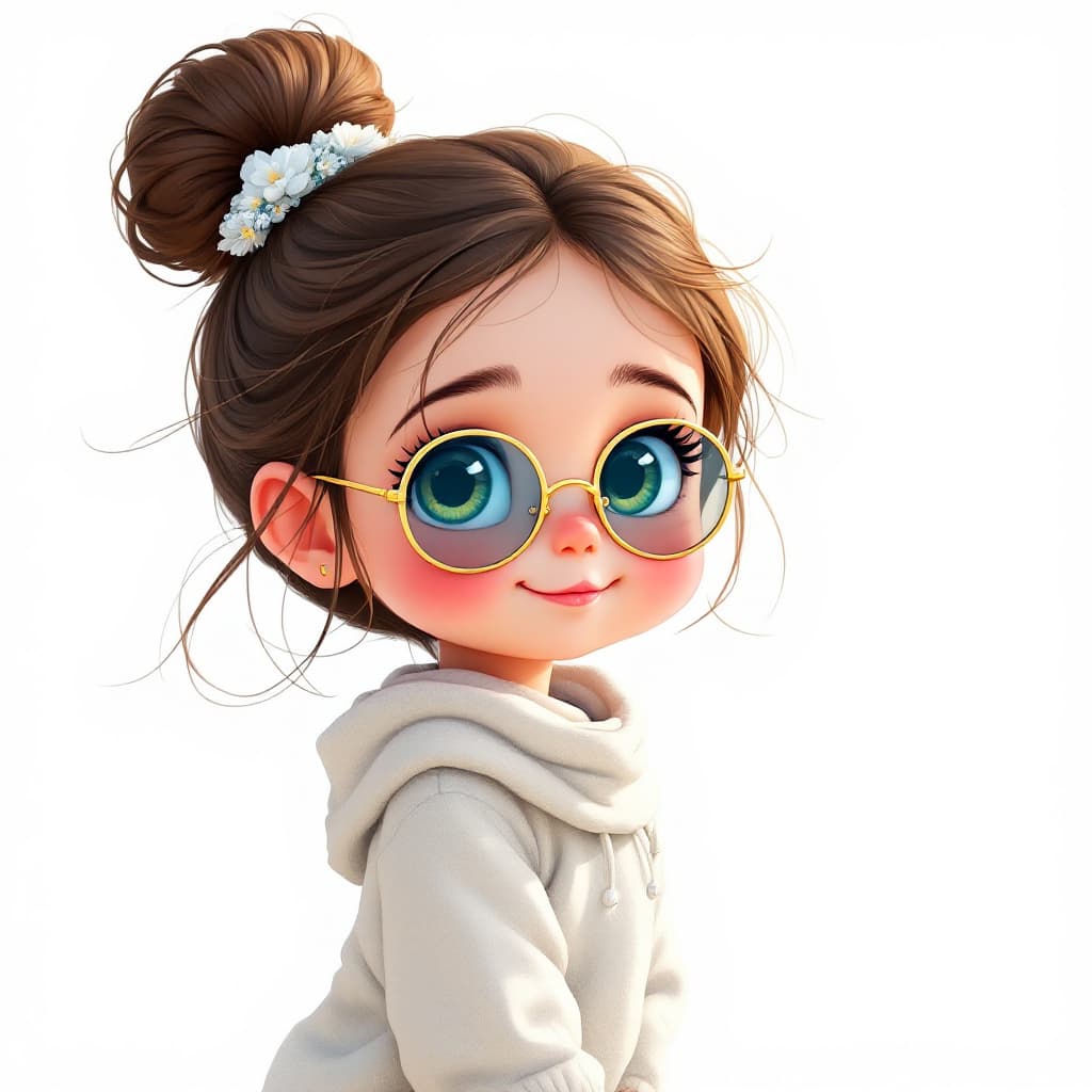 AI generated: a simple cartoon of a beautiful baby with brown hair, white background, princesscore, I can't believ...