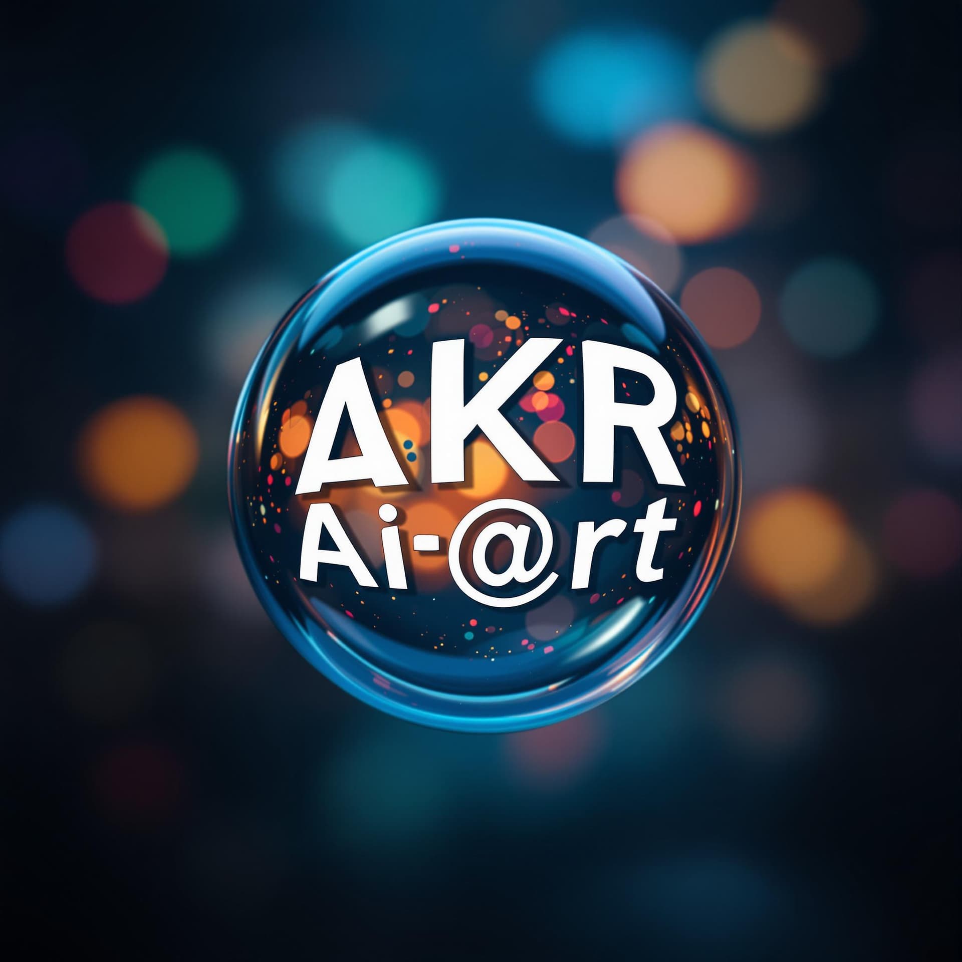AI generated: Friendly Logo for a new art studio called "AKR AI-@rt", depicted in white letters inside a hovering ...