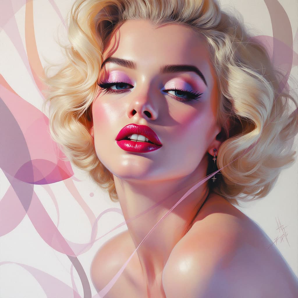 AI generated: a beautiful Marilyn Monroe, painting by Lois van Baarle and Greg Rutkowski, Artgerm, beautiful color...