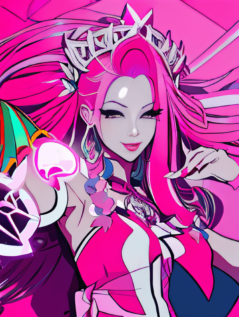 AI generated: woman with pink hair and a crown on her head, :: rossdraws, inspired by rossdraws, rossdraws cartoon...