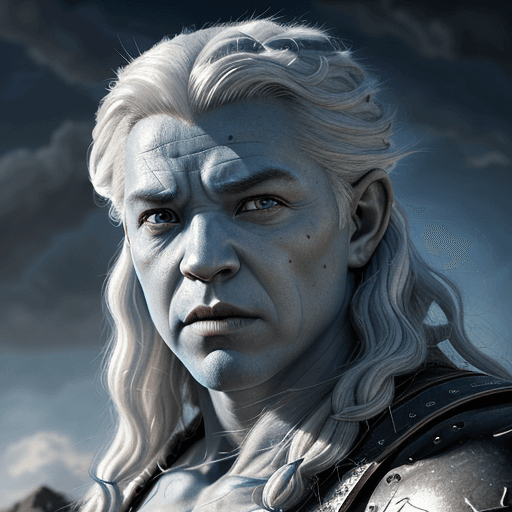 AI generated: Photo of a ultra realistic portrait, dramatic light, middle aged male humanoid, sky blue skin tone, ...