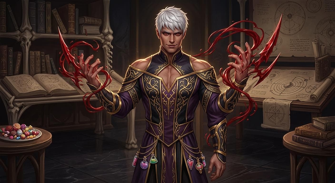 AI generated: create a male demon that Can manipulate Flesh and Blood to his will being able to heal almost any wo...