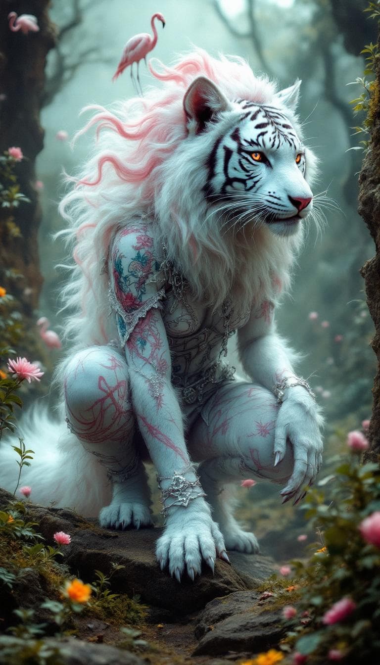 AI generated: Surreal cosmic ephemeral fantasy,  Alice in wonderland surreal psychotropic, mad hatter pink flaming...