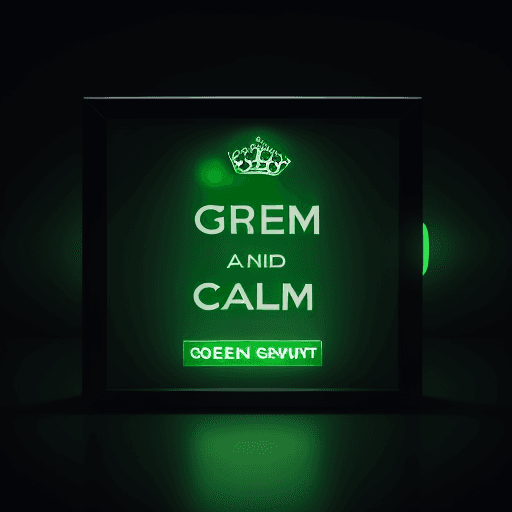 AI generated: green light box with the words "Keep calm and Generate prompt" written on it, in an empty dark room,...