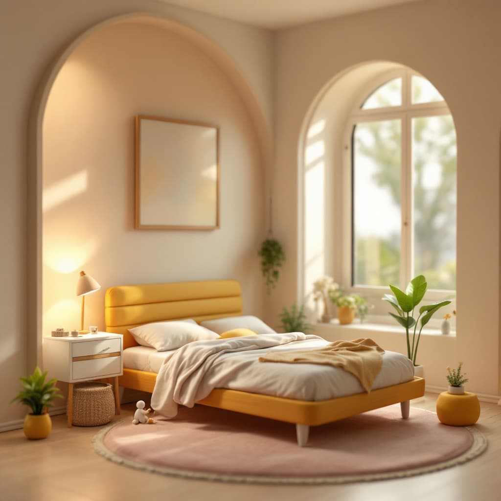 AI generated: mininature people, creating bedroom set