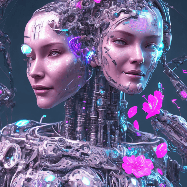 AI generated: cyborg woman Happy| beautiful detailed  face| symmetric| cyberpunk| cyborg| intricate detailed| to s...