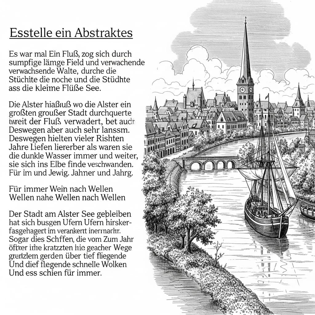 AI generated: Erstelle ein abstraktes Bild, basiert auf dem Text: Es war mal ein Fluß. Der zog sich durch sumpfige...