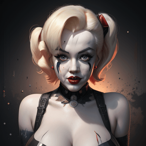 AI generated: portrait of Marilyn Monroe as a harley quinn. intricate abstract. intricate artwork. by Tooth Wu, wl...