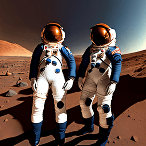 AI generated: Two astronauts on mars.