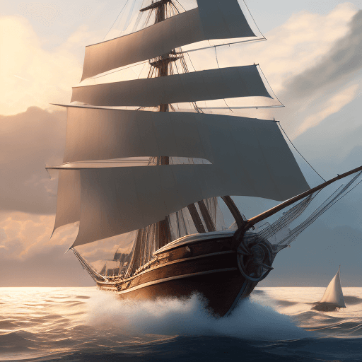 AI generated: Photo of a ultra realistic sailing ship, dramatic light, pale sunrise, cinematic lighting, battered,...