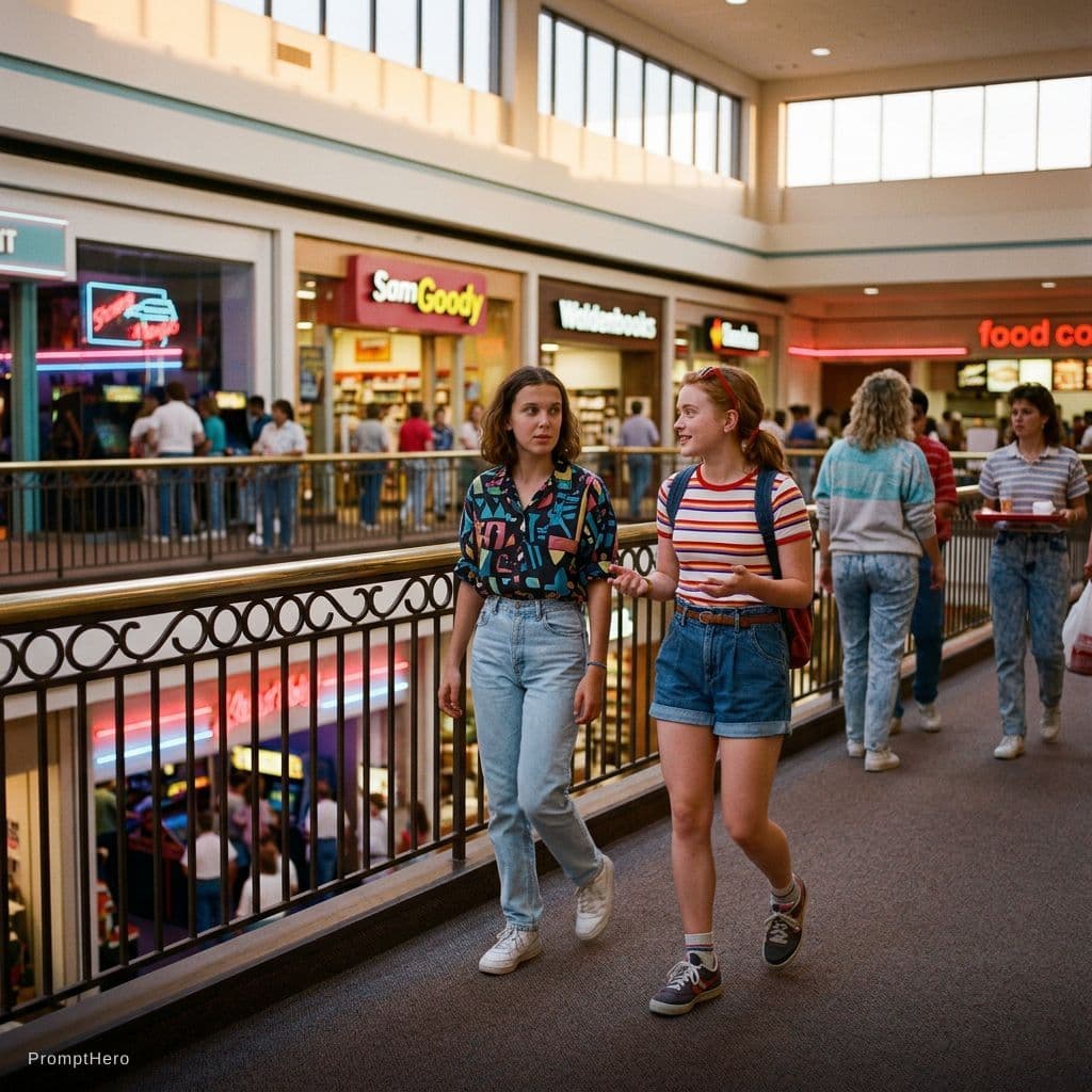 AI generated: Hawkins Mall is busy in the late afternoon, filled with the usual sounds of chatter, footsteps, and ...