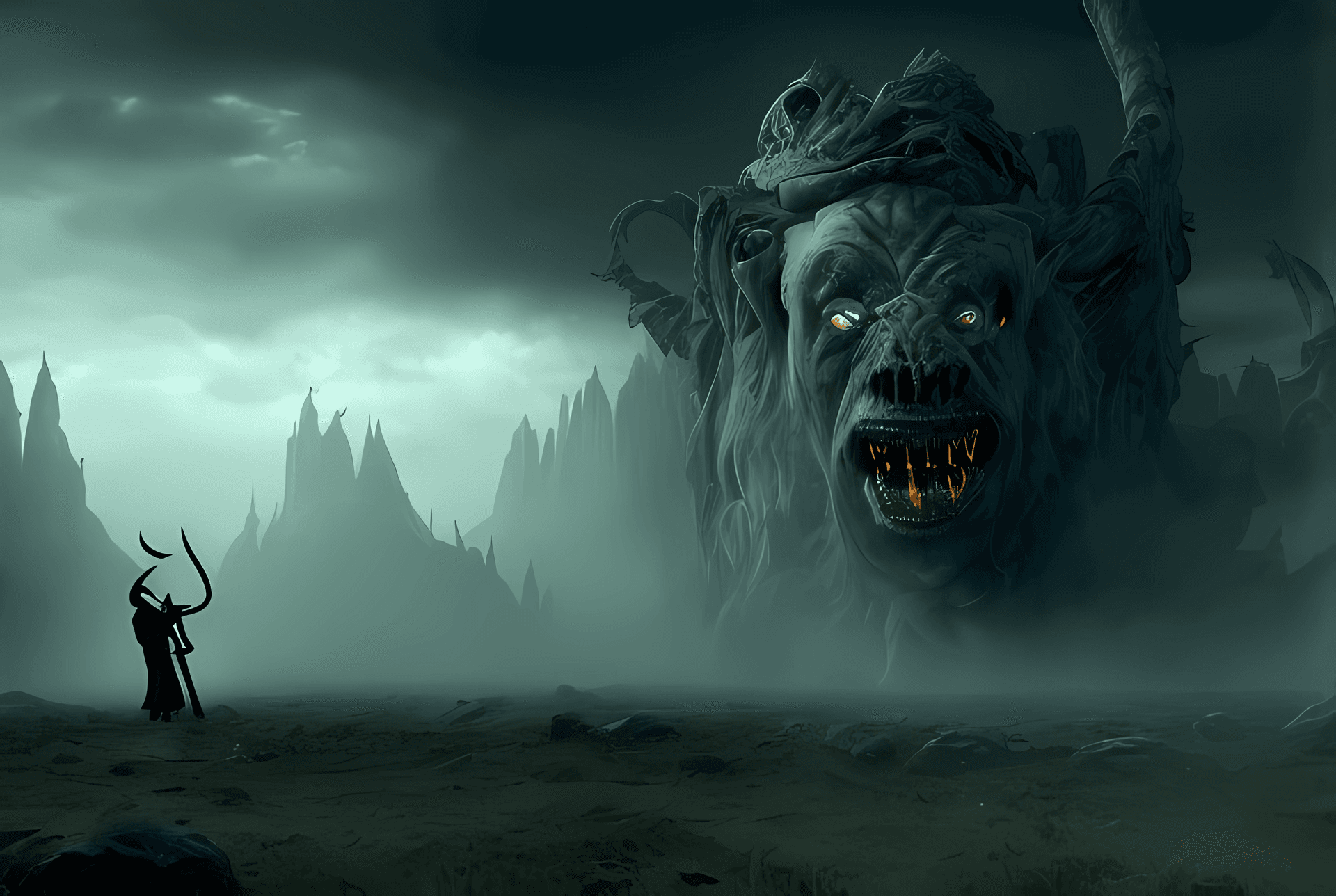 AI generated: cinematic, film, imax, highly detailed Illustration, bleak, Mordor, lord of the rings, flying dragon...