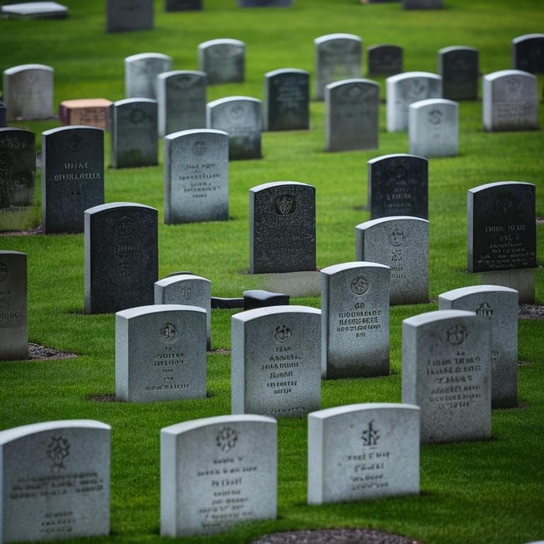 AI generated: an american graveyard, (detailed stunning environment), cinematic, cover art, (low front angle), ful...