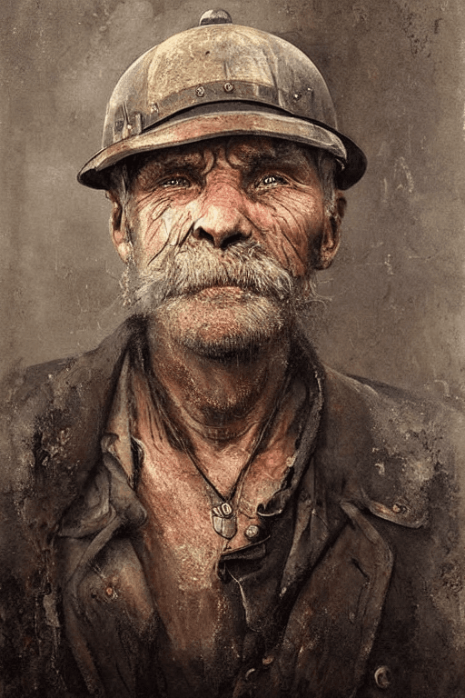 AI generated: a portrait of an old coal miner in 19th century, beautiful painting with highly detailed face by gre...