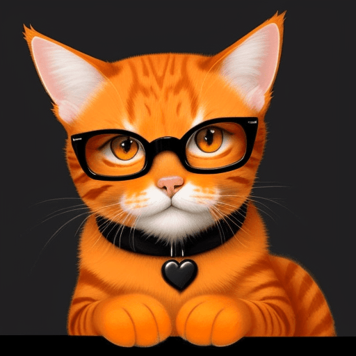 AI generated: Draw a picture of an orange cat wearing black glasses