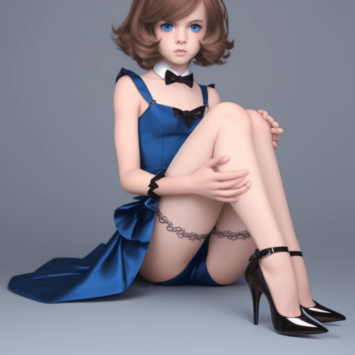 AI generated: femboy, boy that looks like a girl, brown hair, blue eyes, sissy, high heels, femboy