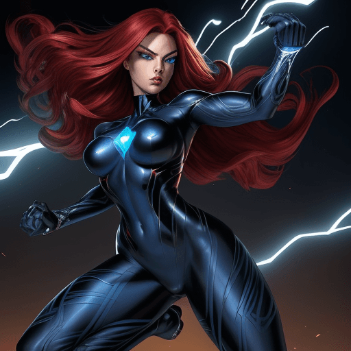 AI generated: Raw, masterpiece, highly detailed character design, comic book style, sharp outlines, Confident fema...