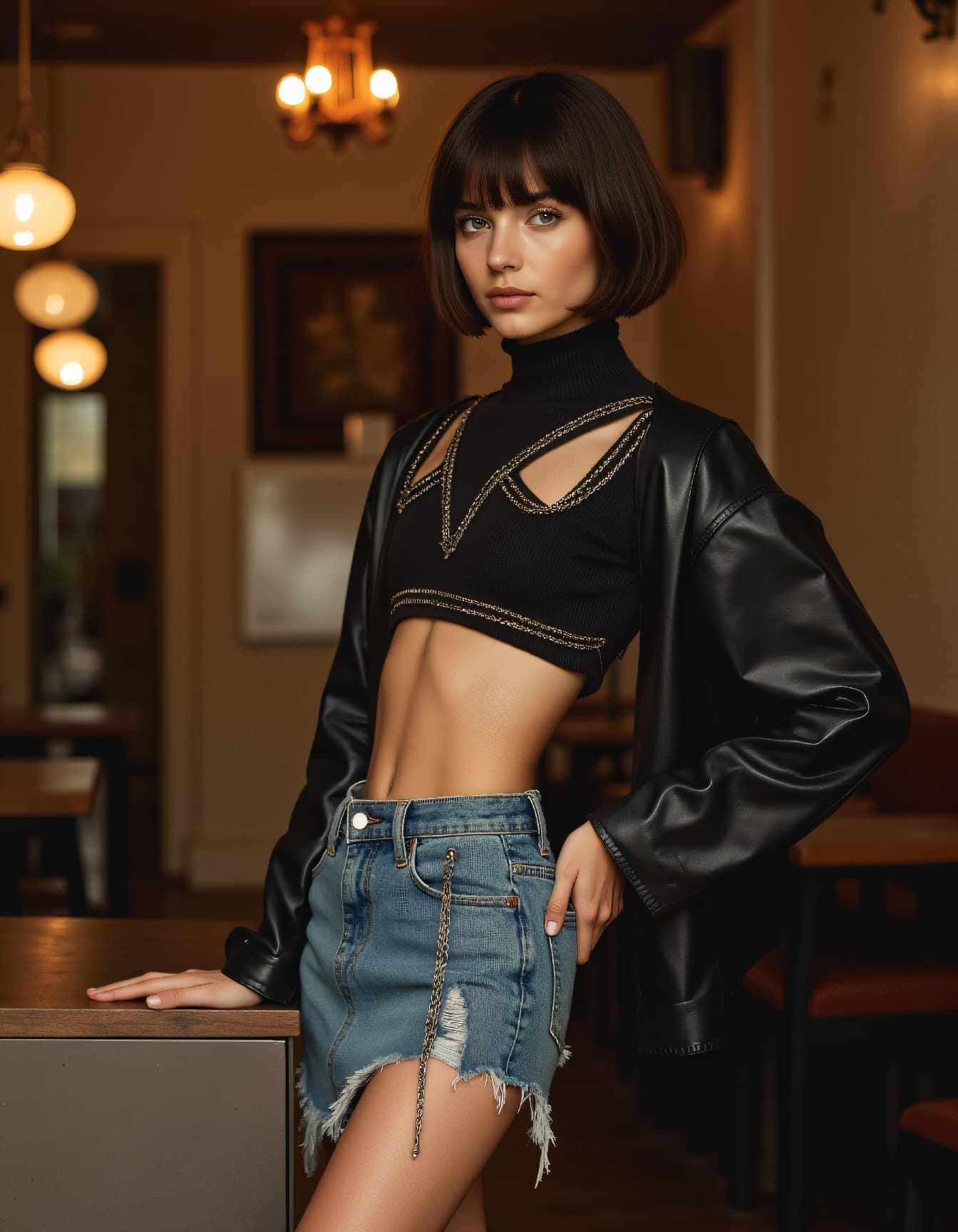 AI generated: event photography, Street fashion upper body photo of a 24-year-old Latvian-Anuak female elegant hos...
