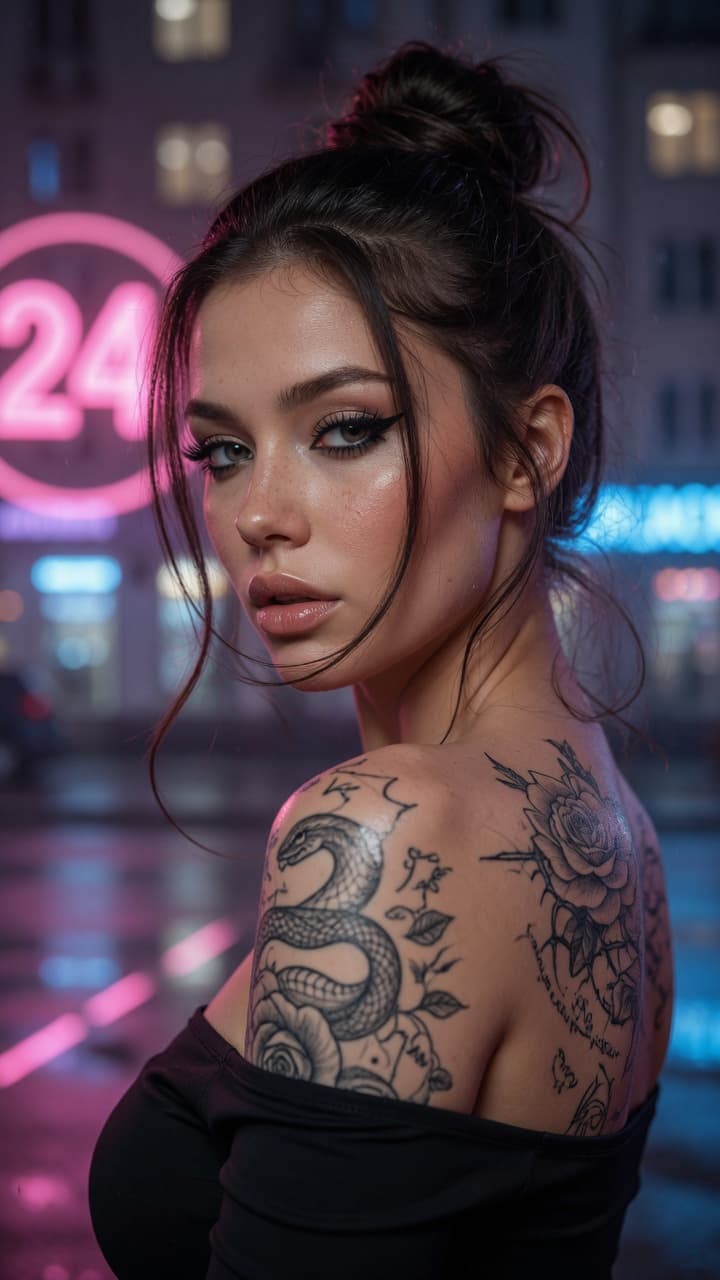 AI generated: Ultra-realistic cinematic portrait of a stunning young Eastern European woman, captured with Canon E...