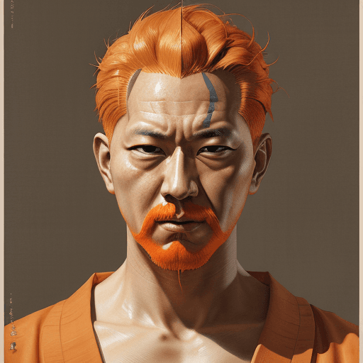 AI generated: a painting of a man with orange hair, a photorealistic painting by Hasegawa Settan, featured on cgso...
