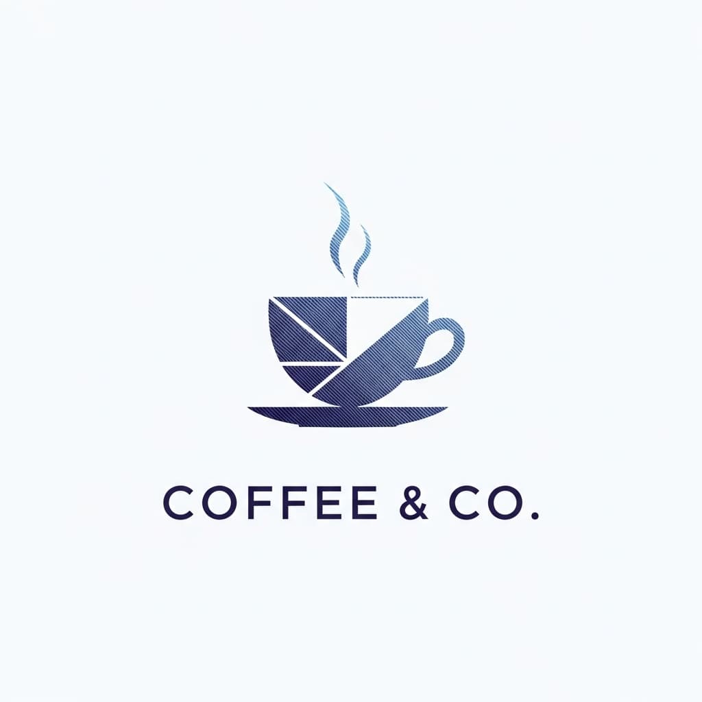 AI generated: sans-serif fonts, geometric shapes, and a balanced layout. Incorporate subtle coffee-related imagery...