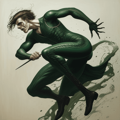 AI generated: modern men ink painting in green, in the style of kathrin longhurst, n.c. wyeth, energetic gestures,...